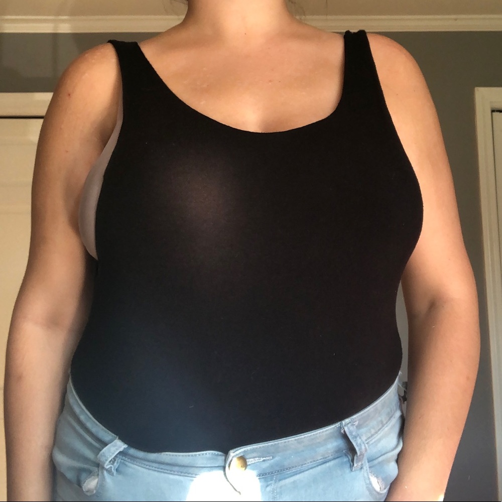 Aerie Black Scoop Neck and Low Cut Back Bodysuit